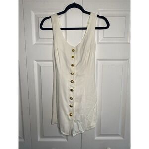 Vintage 80s Dawn Joy Ivory Top Sleeveless Gold Button Open Back